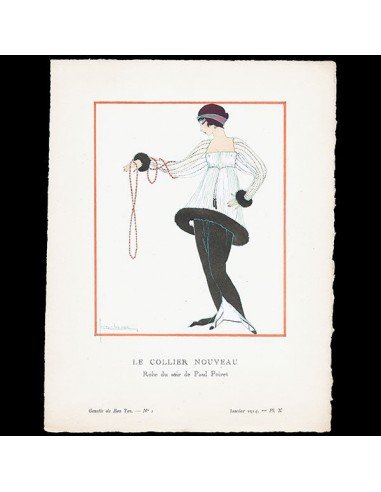 Gazette du Bon Ton - Le Collier nouveau, robe du soir de Paul Poiret, planche de Georges Lepape (n°1, 1914) france