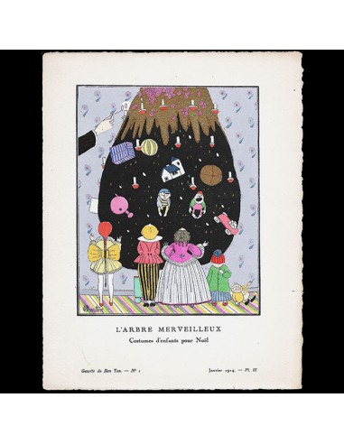 Gazette du Bon Ton - L'Arbre merveilleux, costumes d'enfants pour Noël, planche de Charles Martin (n°1, 1914) acheter en ligne