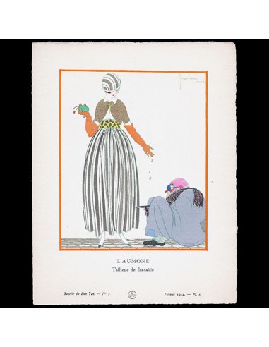 Gazette du Bon Ton - L'Aumône, tailleur de fantaisie, planche de Georges Lepape (n°2, 1914) Véritable concentré