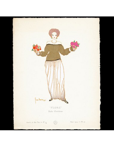 Gazette du Bon Ton - Flore, robe d'intérieur, planche de Georges Lepape (n°3, 1914) de pas cher