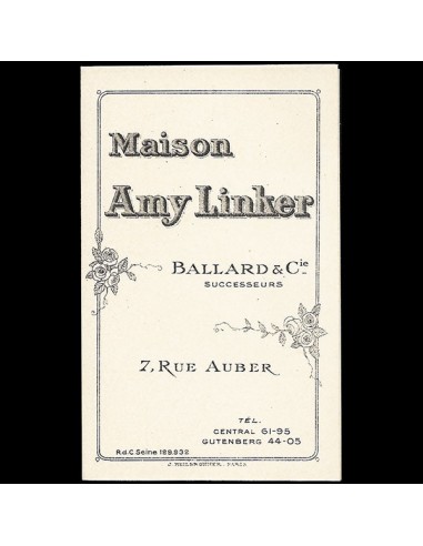 Amy Linker - Livret de la maison de couture, 7 rue Auber à Paris (circa 1920) de votre