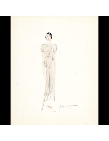 Premet - Dessin d'un modèle de Madeleine Jeannest (circa 1925) destockage