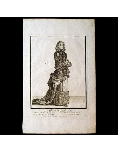 La Dame du Grand Air, gravure de Nicolas Bonnart (circa 1680-1685) en linge