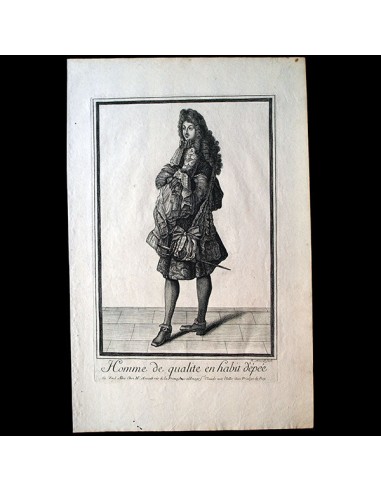 Homme de qualité en habit d'épée, gravure d'Arnoult (circa 1680) Pour