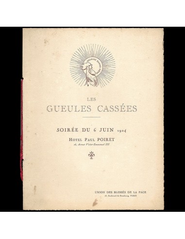 Paul Poiret - Programme de la soirée Les Gueules Cassées du 6 juin 1924 à prix réduit toute l'année