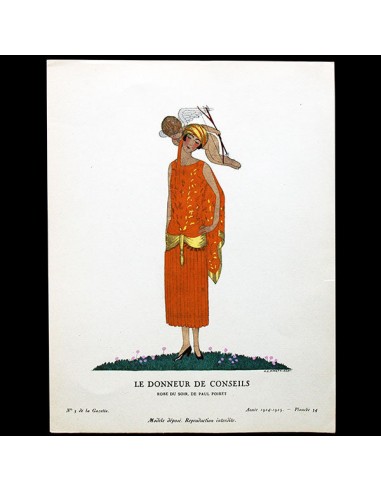 Gazette du Bon Ton - Le Donneur de Conseils, robe du soir de Paul Poiret, planche d'André Marty (n°5, 1924-1925) store