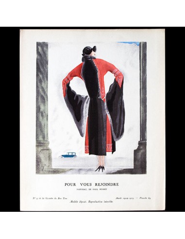 Gazette du Bon Ton - Pour vous rejoindre, manteau du soir de Paul Poiret, planche de Zinoview (n°9, 1924-1925) pas cher