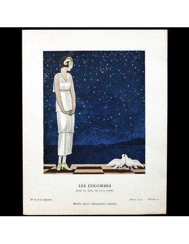 Gazette du Bon Ton - Les Colombes, robe du soir de Paul Poiret, planche d'André Marty (n°8, 1924) la livraison gratuite