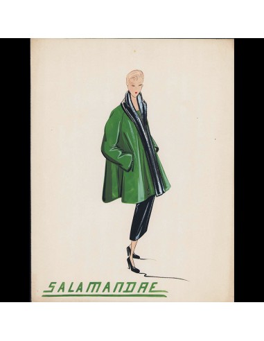 Jeanne Lanvin - Dessin du manteau Salamandre, circa 1948 de la marque