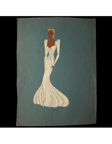 Jean Desses - Dessin d'une robe du soir, circa 1940 Venez acheter