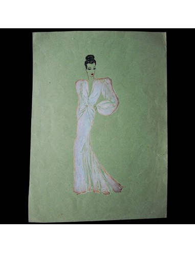 Jean Desses - Dessin d'une robe du soir, circa 1940 Les magasins à Paris