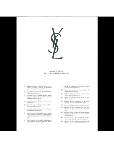 Yves Saint-Laurent, collection Automne-Hiver 1991-1992 en linge