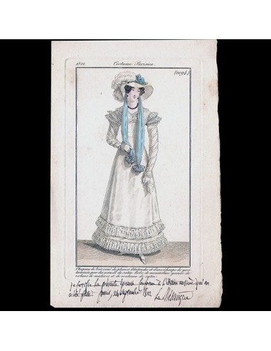 Costume Parisien, Journal des dames et des modes, planche 2094 annotée par la Mésangère (24 septembre 1822) offre 